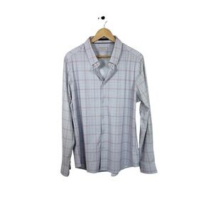 SAVANNAH Men’s Performance Plaid Button Down Shirt Blue/Pink L
